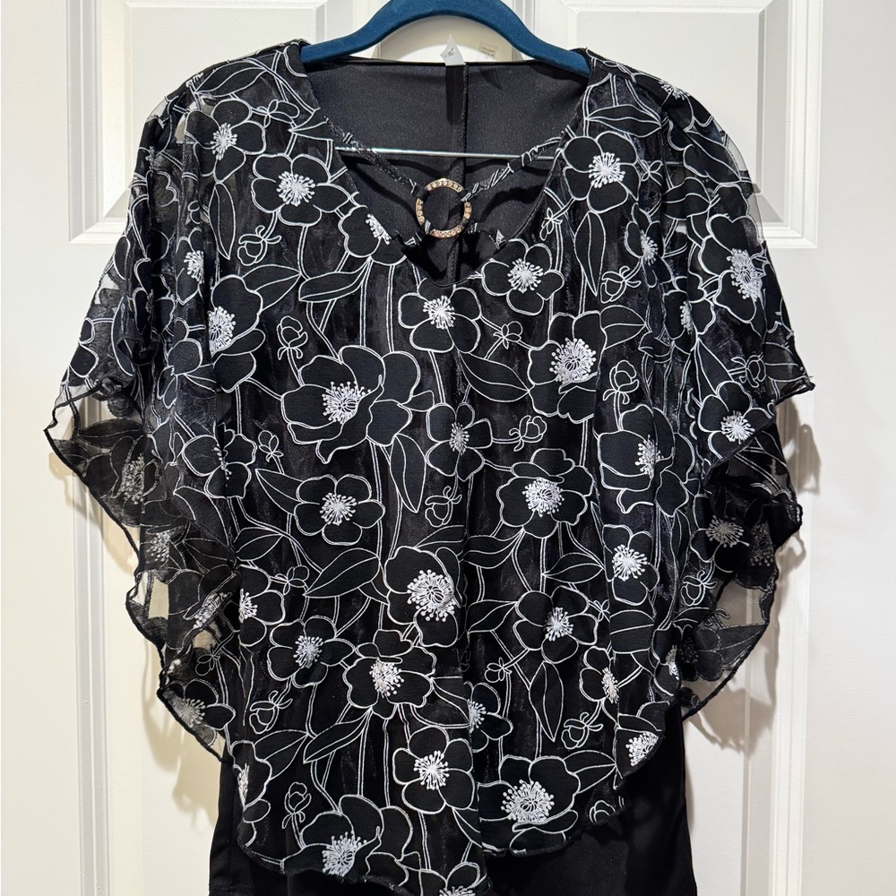 NY Collection Black Laced Women's blouse top - Size M